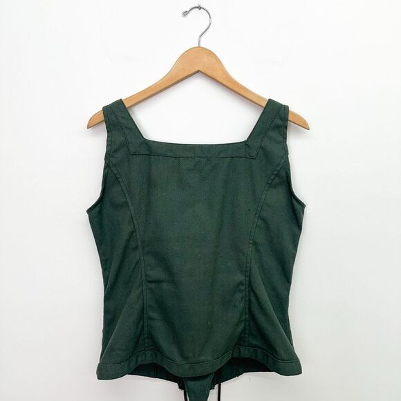 Mytholon Medieval Renaissance Dark Green Cotton Twill Lace Up Bodice - Picture 2 of 8